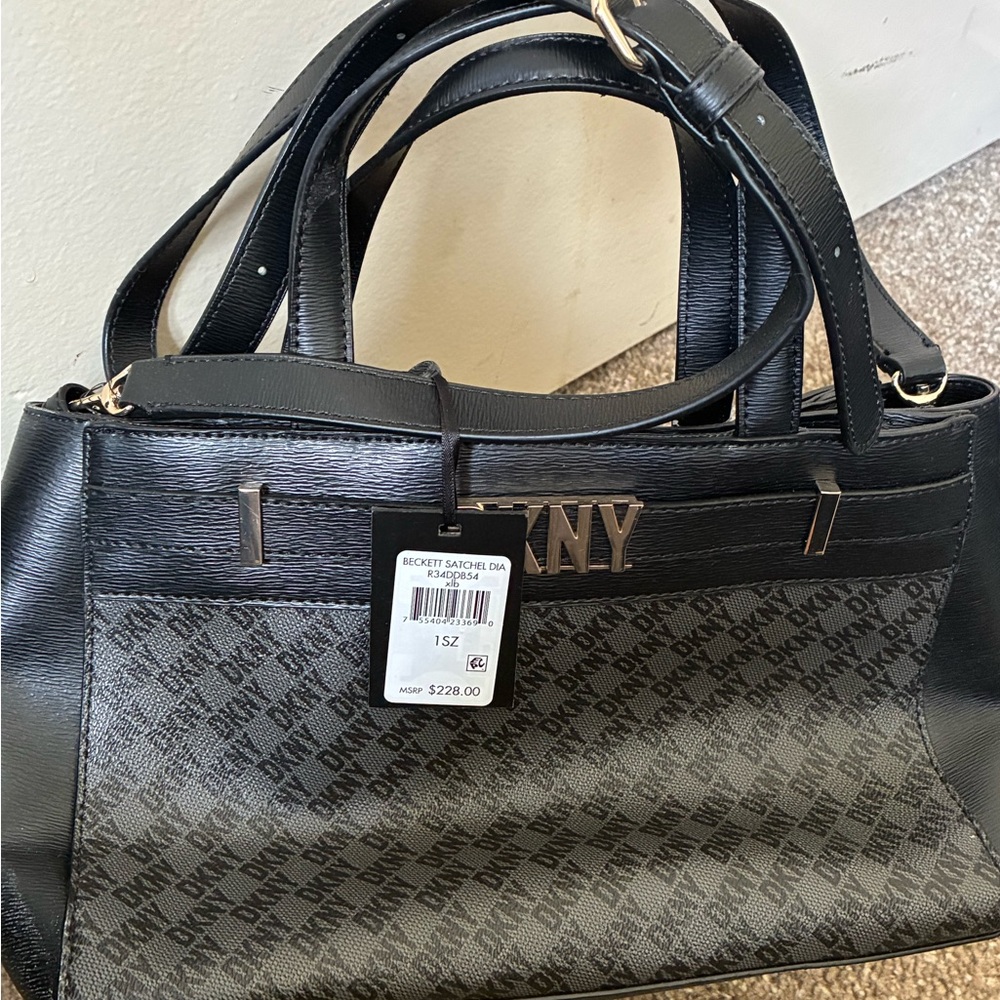 DKNY Black and Gray Satchel